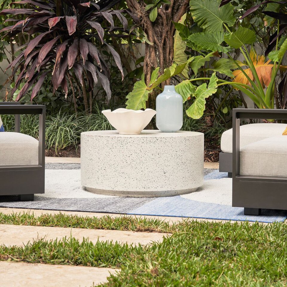 Terrazzo Drum Garden Coffee Table - Modern Outdoor Style | West Elm UK